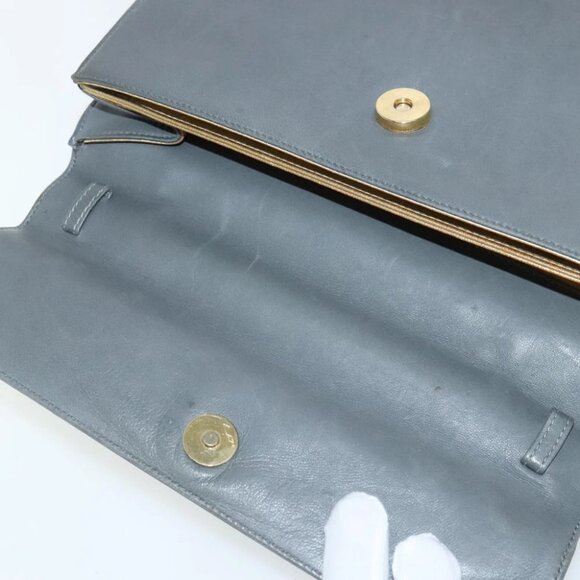 Salvatore Ferragamo Hand Bag Leather Gray Gold Auth bs18987 - Picture 16 of 16